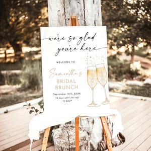 Boho Bridal Brunch Shower Welcome Sign, Brunch & Bubbly Welcome Sign, Bridal Shower Welcome Poster, Boho Shower Welcome Sign Template, B2