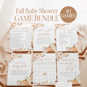 Fall Baby Shower Game Bundle, Boho Fall Baby Shower, Little Pumpkin Baby Shower, Fall Pumpkin Baby Shower Games, Editable Template, F3