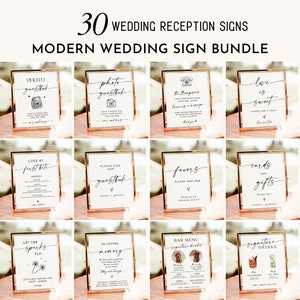 Minimalist Wedding Sign Bundle | Boho Wedding Signs | Modern Minimalist Wedding Signs | Reception Sign Bundle | Editable Templates | M9