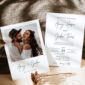 Minimalist Wedding Invitation Template, Modern Wedding Invite, Editable Minimalist Wedding Invite, Photo Wedding Invitation, M7