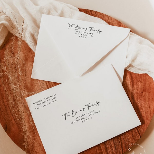 Minimalist Wedding Envelope Address Template, Modern Minimalist Envelopes, Editable Wedding Envelopes, Printable Wedding Envelopes, M4