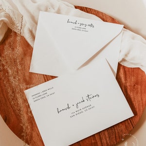 Minimalist Wedding Envelope Address Template, Modern Minimalist Envelopes, Editable Wedding Envelopes, Printable Wedding Envelopes, M4