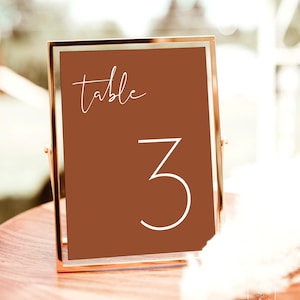 Terracotta Wedding Table Number | Minimalist Wedding Table Number | Desert Wedding Table Number Template | Modern Wedding Table Numbers | T2