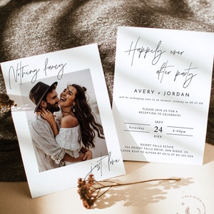 Photo Wedding Announcement | Photo Elopement Announcement | Nothing Fancy Just Love | Happily Ever After Party Invite | Reception Invite M7