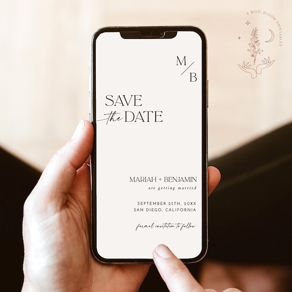 Digital Save the Date | Modern Minimalist Save the Date | Electronic Save the Date | Digital Text Save the Date | Editable Template | D1