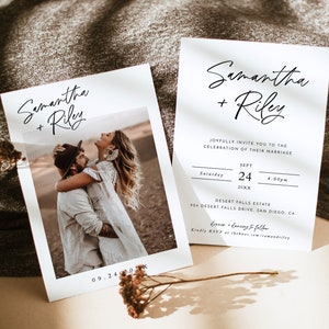 Minimalist Wedding Invitation Template, Editable Minimalist Wedding Invite, Modern Wedding Invite, Photo Wedding Invitation, M0