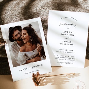 Minimalist Wedding Invitation Template, Editable Minimalist Wedding Invite, Modern Wedding Invite, Photo Wedding Invitation, M9