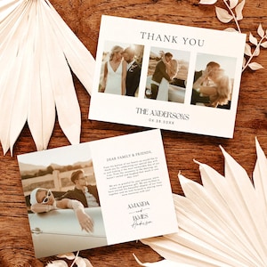 Hochzeit Dankeskarte Vorlage, Hochzeitsfoto Dankeskarte, minimalistische Hochzeit Danke, moderne minimalistische Hochzeit, bearbeitbare Vorlage M6
