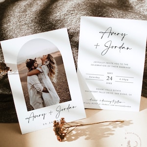Minimalist Wedding Invitation Template | Editable Minimalist Wedding Invite | Modern Wedding Invite | Photo Wedding Invitation | M5
