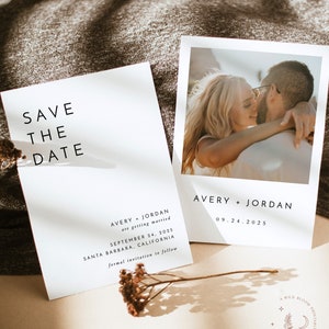 Photo Save the Date Invitation | Minimalist Save the Date | Minimal Save the Date | Boho Save the Date Cards | Editable Template | M3