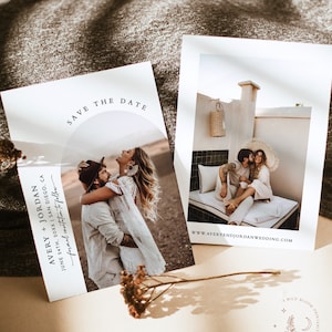 Minimalist Save the Date Template, Photo Save the Date Invite, Modern Save the Date, Boho Save the Date Cards, Editable Template, M9