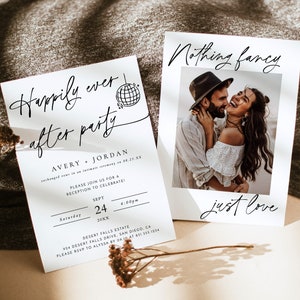 Photo Wedding Announcement | Photo Elopement Announcement | Nothing Fancy Just Love | Happily Ever After Party Invite | Reception Invite M0