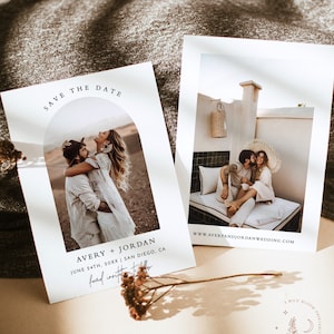 Minimalist Save the Date Template, Photo Save the Date Invite, Modern Save the Dates, Boho Save the Date Cards, Editable Template, M7