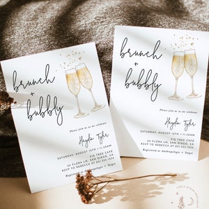 Brunch & Bubbly Bridal Shower Invitation | Wedding Shower Invite | Champagne Shower | Minimalist Bridal Shower Invite | Editable Template B2