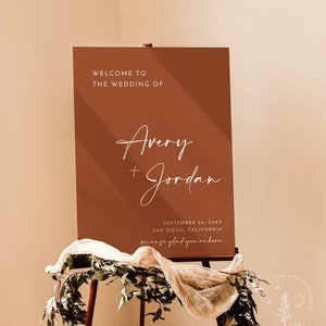 Terracotta Wedding Welcome Sign Template, Modern Minimalist Welcome Sign, Boho Wedding Welcome Poster, Editable Template T2
