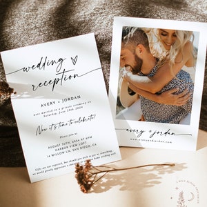 Minimalist Wedding Reception Invite , Photo Wedding Announcement , Photo Elopement Announcement , Modern Elopement Party Invite , M9
