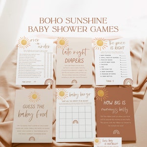 Sunshine Baby Shower Games | Gender Neutral Shower Bundle | Boho Rainbow Baby Shower | Terracotta Baby Shower Games | Editable Template | S2