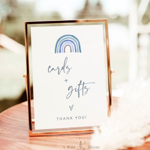 Cartes et cadeaux Shower de bébé, arc-en-ciel Baby Shower, Shower de bébé garçon, arc-en-ciel bleu, cadeau de naissance, fête d'anniversaire de garçon, RB1
