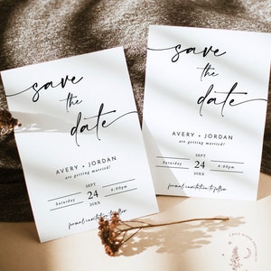 Minimalist Save the Date Template, Save the Date Invite, Modern Save the Date, Boho Save the Date Cards, Editable Template, M5