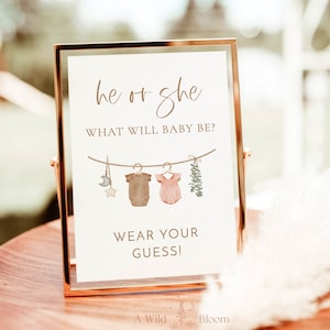 Wear Your Guess Game Sign, He or She What Will Baby Be Sign, Gender Guess Board, Gender Neutral Baby Shower, He or She Gender Reveal C2