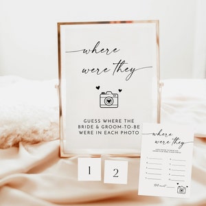Where Were They Bridal Shower Game, Modern Minimalist Bridal Shower, Couples Photo Game, Boho Bridal Shower Game, M9