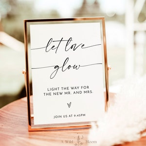 Glow Stick Sign Template, Wedding Glow Sticks Sign, Let Love Glow Sign, Minimalist Wedding Send Off Sign, Glow Sticks Send Off, M9