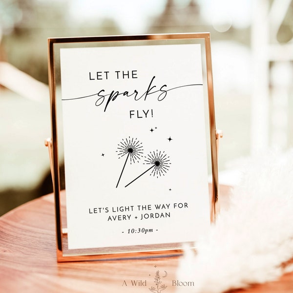 Sparkler Send Off Sign | Let Love Sparkle Sign | Minimalist Wedding Send Off Sign | Newlywed Send Off Sign | Modern Let the Sparks Fly | M9