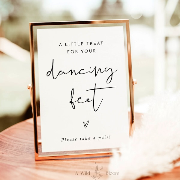Flip Flop Sign, Minimalist Wedding Dancing Feet Sign, A Little Treat for your Dancing Feet, Modern Wedding Sign, M4