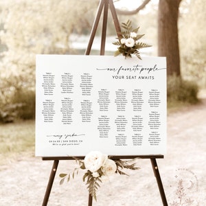 Modern Wedding Seating Chart, Boho Wedding Seating Chart Sign, Minimalist Seating Chart, Our Favorite People, Editable Template M9