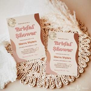 Retro Bridal Shower Invite | 70s Bridal Shower | Disco Bridal Shower | Hippie Retro Bridal Shower Invite | Editable Template | R1