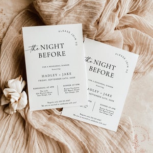 Rehearsal Dinner Invitation Template | Modern Minimalist Wedding Rehearsal Invite | The Night Before Rehearsal Dinner Invite | Editable | M9