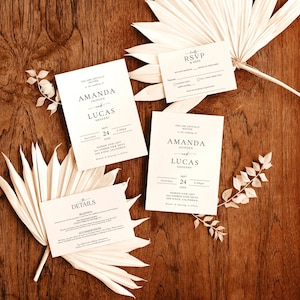 Minimalist Wedding Invitation Template, Modern Wedding Invite, Boho Wedding Invitation, Simple Wedding Invitation, Editable Template, M9