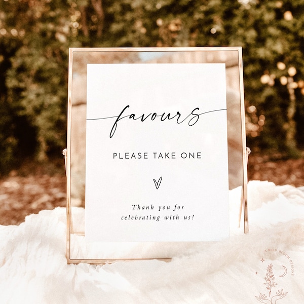 Minimalist Favours Sign Template | Modern Wedding Favours Sign | Wedding Favours Sign | Boho Shower Favours Sign | Editable Template | M9