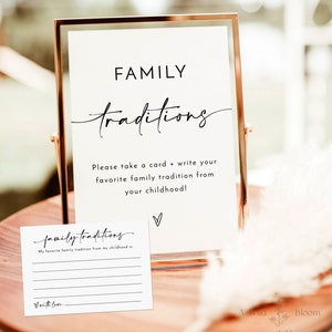 Enseigne et modèle de carte sur les traditions familiales, signe de baby shower minimaliste, sexe neutre, signe de souvenir d'enfance, signe de baby shower moderne, M5