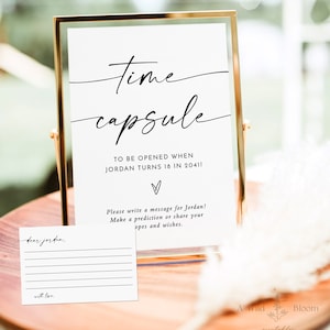 Minimalist Time Capsule Sign, Modern Baby Shower, Gender Neutral Baby Shower, First Birthday Time Capsule, Boho Baby Shower, M9