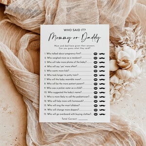 Adivina quién juego de mamá o papá, juego de baby shower de género neutro, adivina quién juego de baby shower, juego de mamá o papá, plantilla editable M5
