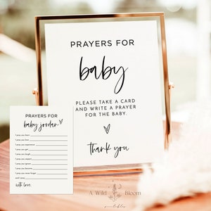 Prayers for Baby Card | Gender Neutral Baby Shower | Minimalist Baby Shower | Well Wishes for Baby | Boho Baby Shower | Baby Keepsake | M2