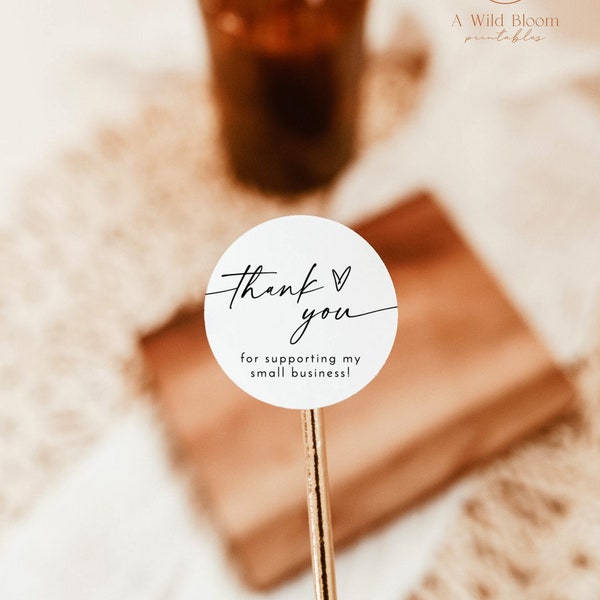 Small Business Thank You Sticker | Boho Business Package Sticker | Modern Minimalist Thank You Tag | Thank You for Your Order Template | M9