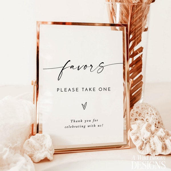 Minimalist Favors Sign, Modern Wedding Favors Sign Template, Wedding Favors Sign, Boho Bridal Shower Favors Sign, Editable Template, M9