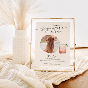 Signature Drinks Sign Template, Pet Signature Cocktail Sign, Minimalist Wedding Bar Menu, His and Hers Bar Sign, Editable Template, M9