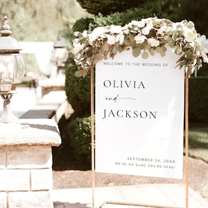 Wedding Welcome Sign Template, Minimalist Wedding Welcome Sign, Modern Wedding Welcome Sign, Wedding Signs, Editable Template, M9