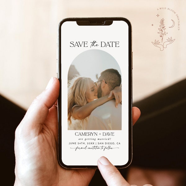 Electronic Save the Date, Digital Text Save the Date, Modern Minimalist Save the Date, Digital Save the Date, Editable Template, D1