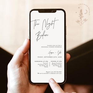 Modern Minimalist Wedding Rehearsal Evite, Electronic Dinner Invite, Digital Rehearsal Dinner Invitation, Editable Template, M7