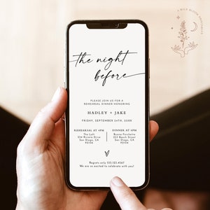 Digital Rehearsal Dinner Invitation | Modern Minimalist Wedding Rehearsal Evite | Electronic Text Dinner Invite | Editable Template | M9