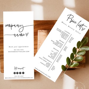 Boho Small Business Price List Template | Beauty Price List | Modern Salon Price List | Editable Pricing Sheet Template | Spa Price List