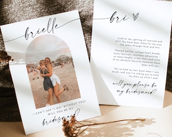 Bridesmaid Photo Card, Will You Be My Bridesmaid, Photo Bridesmaid Proposal, Modern Minimalist Wedding, Boho Arch Bridesmaid Proposal M9