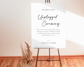 Minimalist Unplugged Wedding Sign Template | Editable Welcome Sign | Modern Unplugged Ceremony Sign | Printable Unplugged Sign | M5