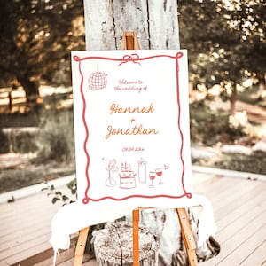 Hochzeit Willkommensschild Vorlage, Modernes Hochzeit Willkommensschild, Handgeschriebene Kalligraphie, Gewelltes Rahmen Willkommensschild, Bearbeitbare Vorlage, H1