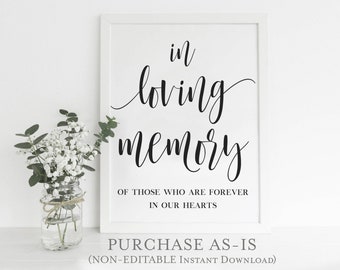 Printable In Loving Memory Wedding Sign | Remembrance Wedding Reception Sign | Memorial Table Sign | Wedding Sign Instant Download