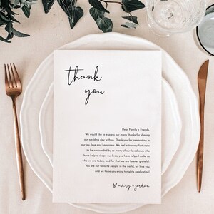 May include: A simple thank you card with a handwritten message expressing gratitude to family and friends for celebrating a wedding. The card is white with black text and a small heart with the names "avery + jordan" at the bottom.